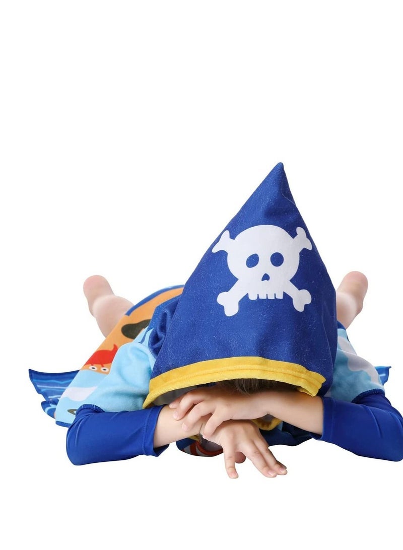 Kids Bath Towel for 1-6 Years Toddler, 1Pcs Kids Hooded Towel, Microfiber Bath Towel Super Soft Robe Poncho Bathrobe, Boys Girls Swimming Beach Holiday Water Playing Pool Bath Coverups (Pirate) - Image 4